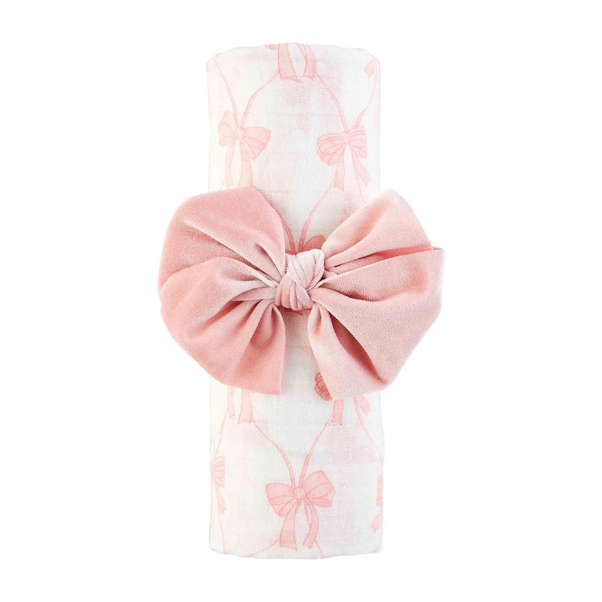 Bow Swaddle & Rattle Set