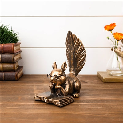 Reading Squirrel Resin Sitter