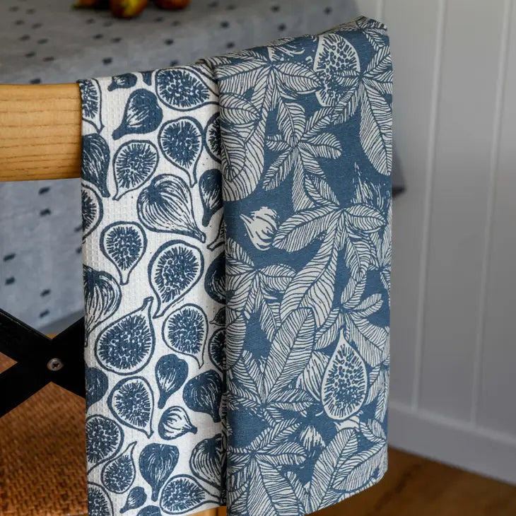 Fig Tree Tea Towel Set - Dark Slate