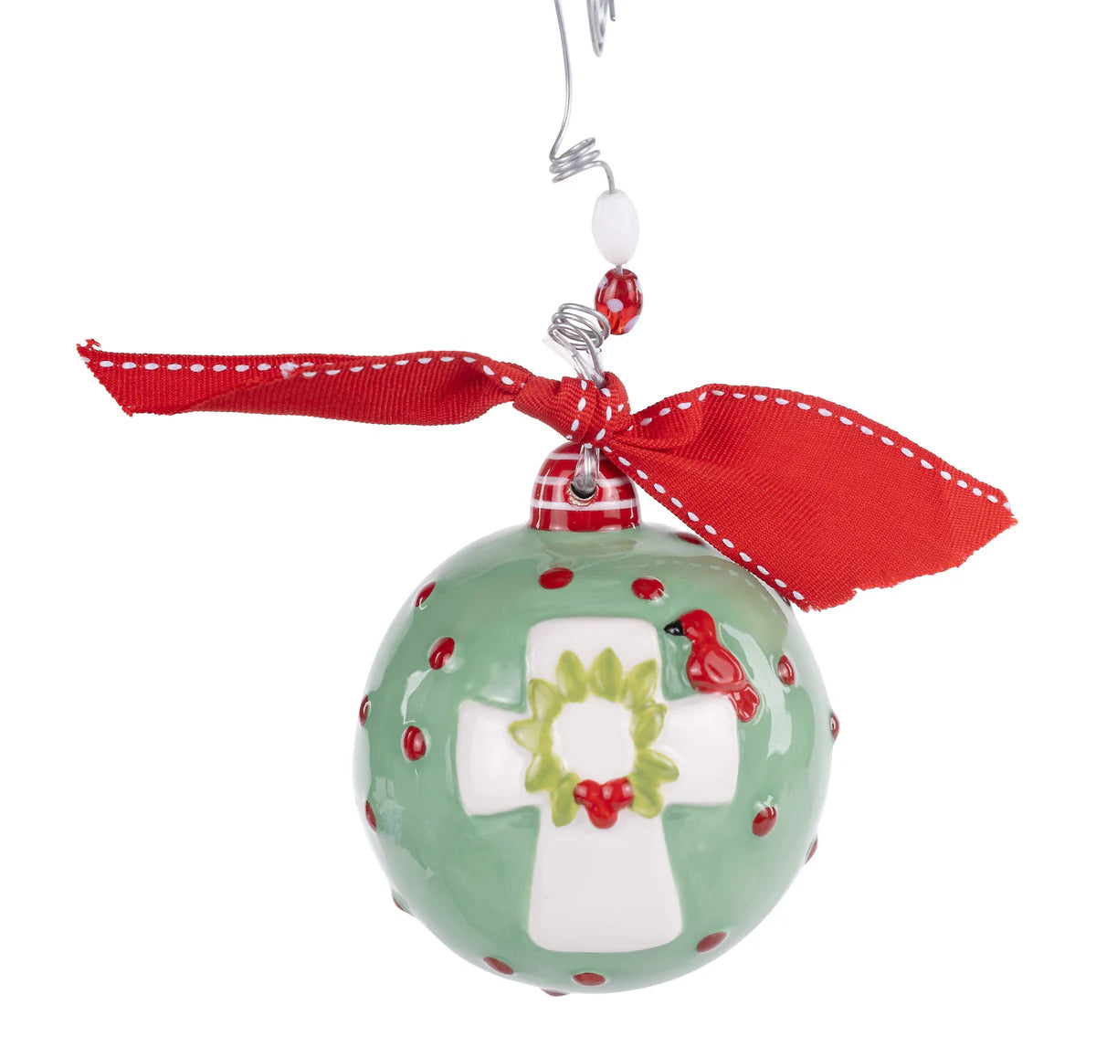Red Bird With Cross Ornament
