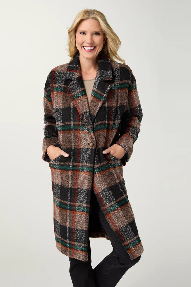 Kiley Plaid Single Button Coat