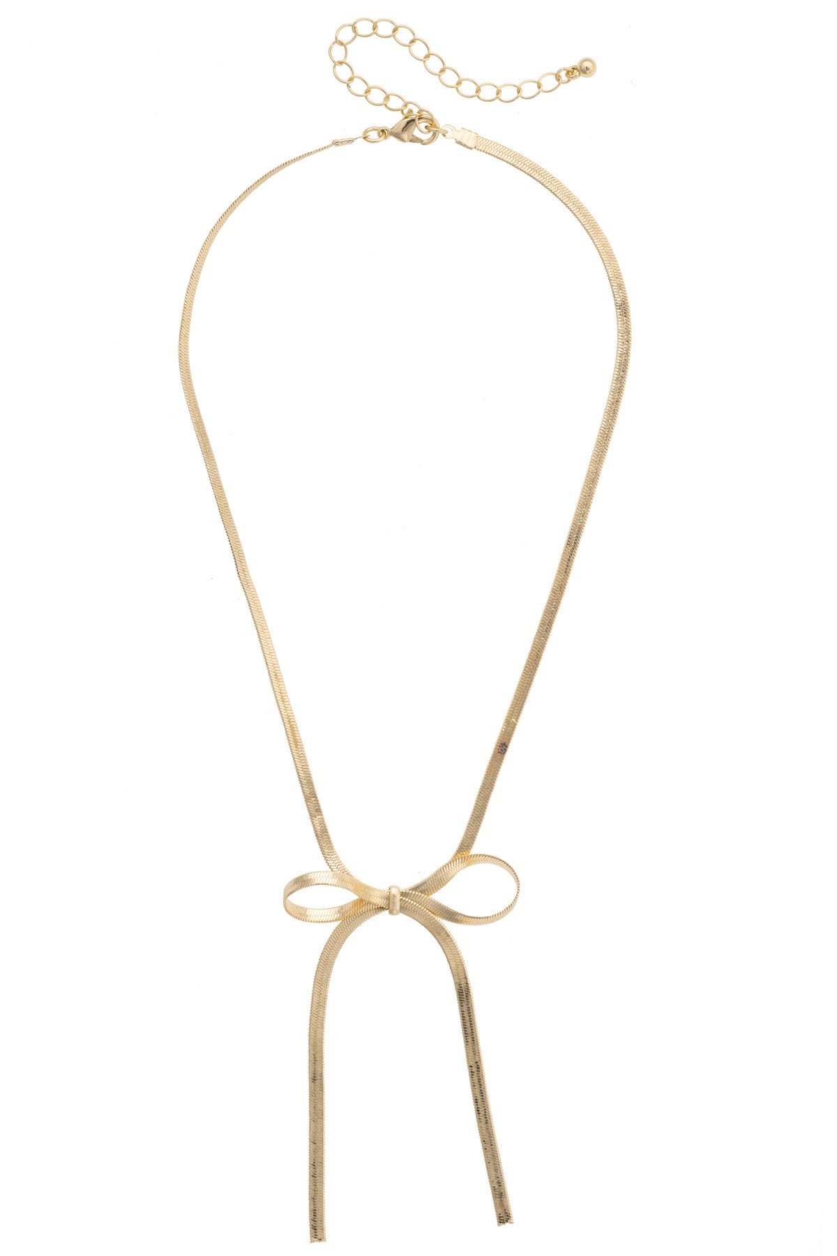 Andy Looped Bow Necklace in Shiny Gold