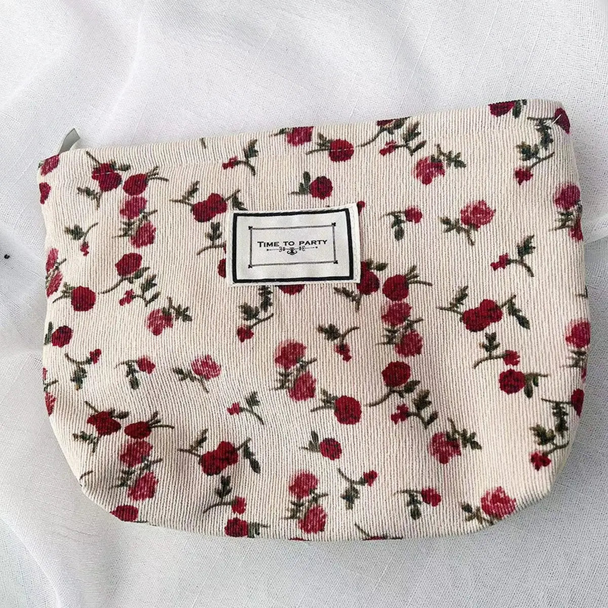 Contrast Flower Pattern Zipper Portable Wash