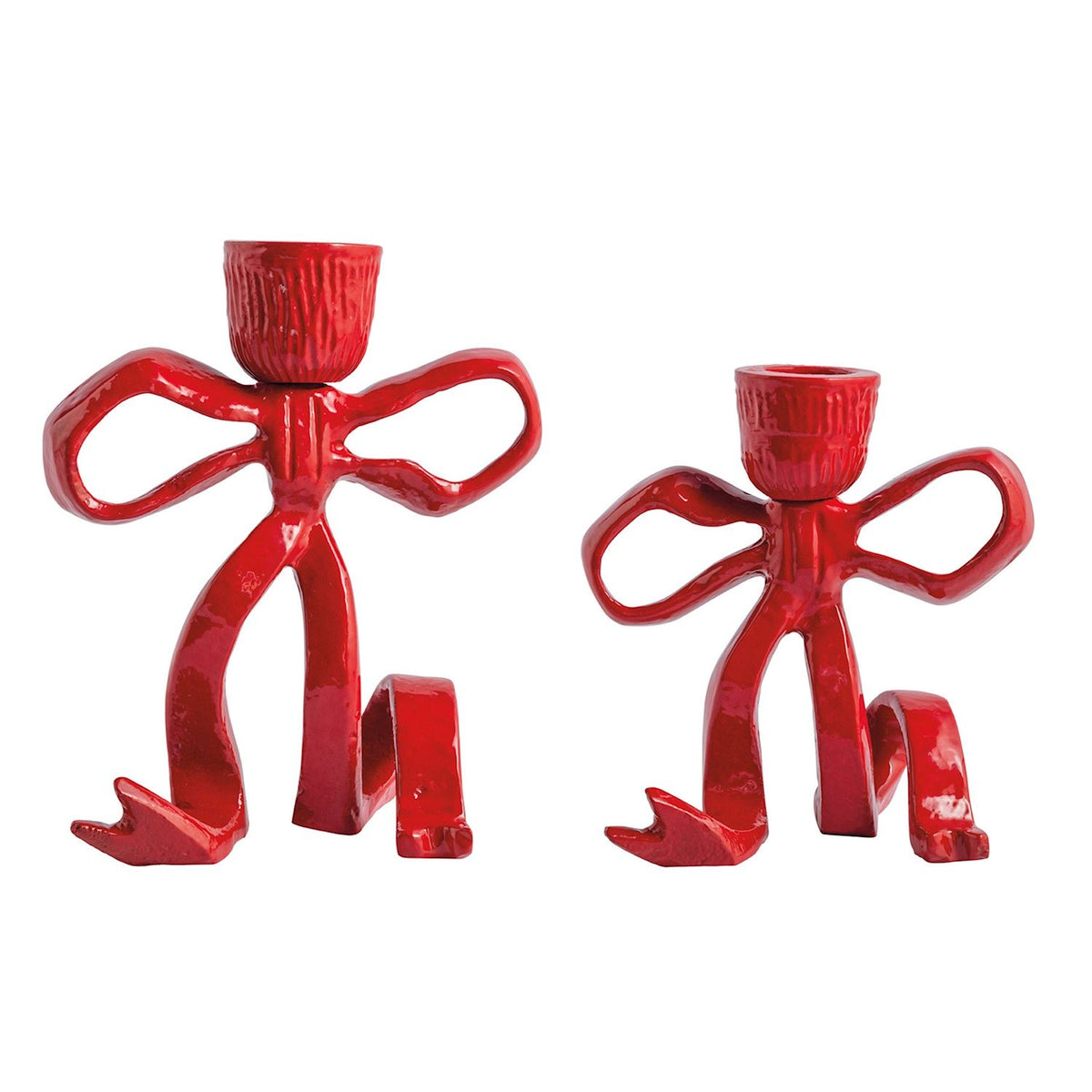 Red Bow Taper Candle Holder
