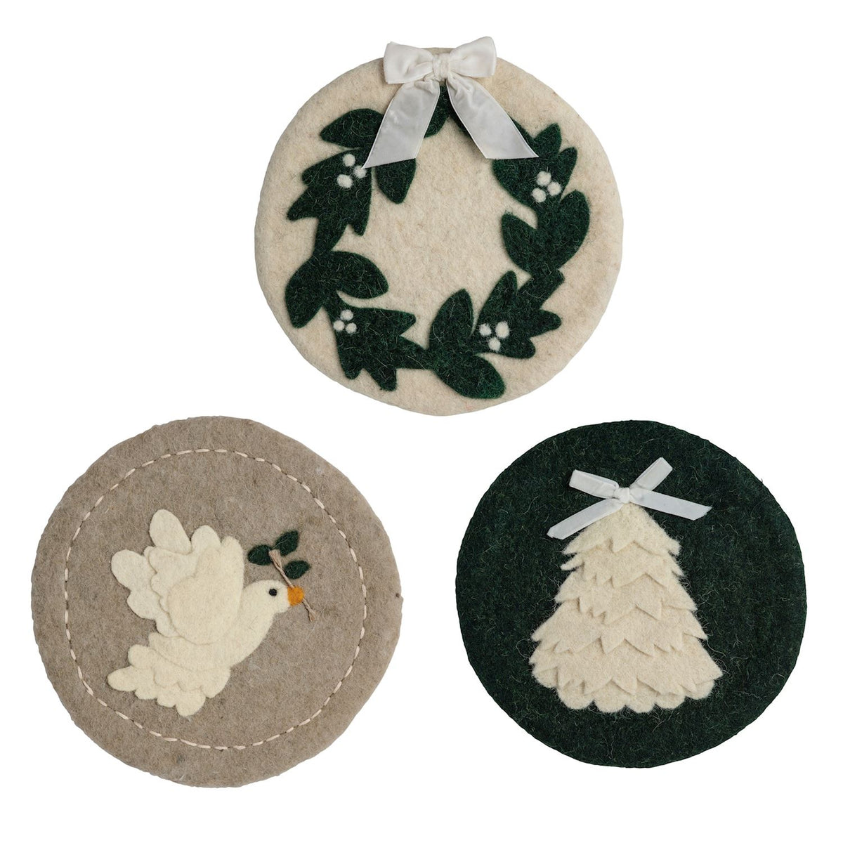 Felted White Christmas Trivet