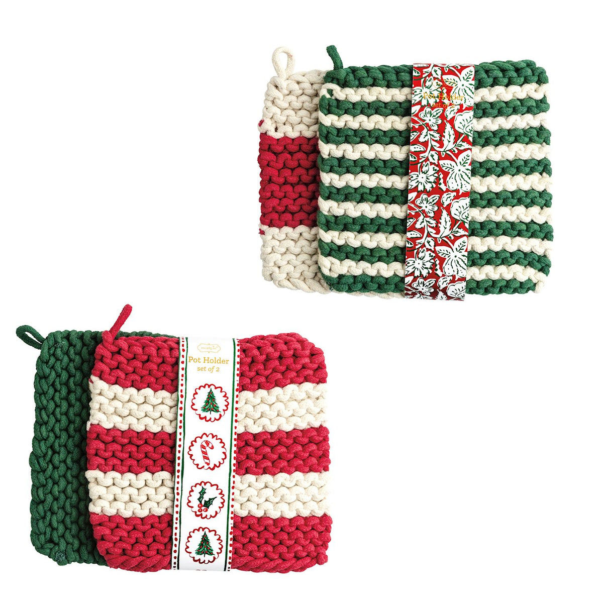 Christmas Block Crocheted Pot Holder