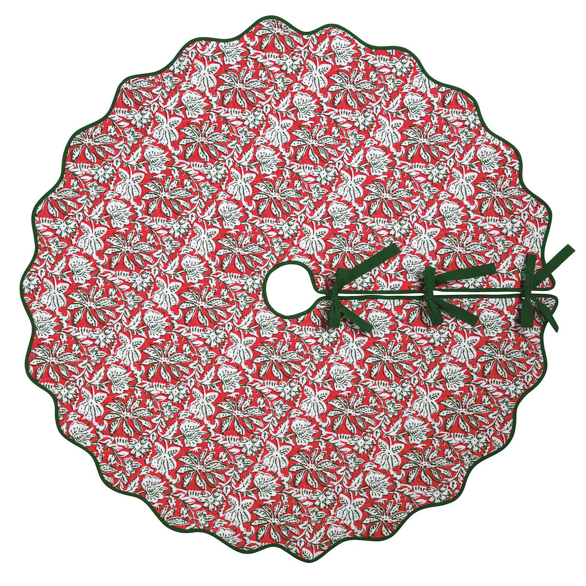 Christmas Block Print Tree Skirt