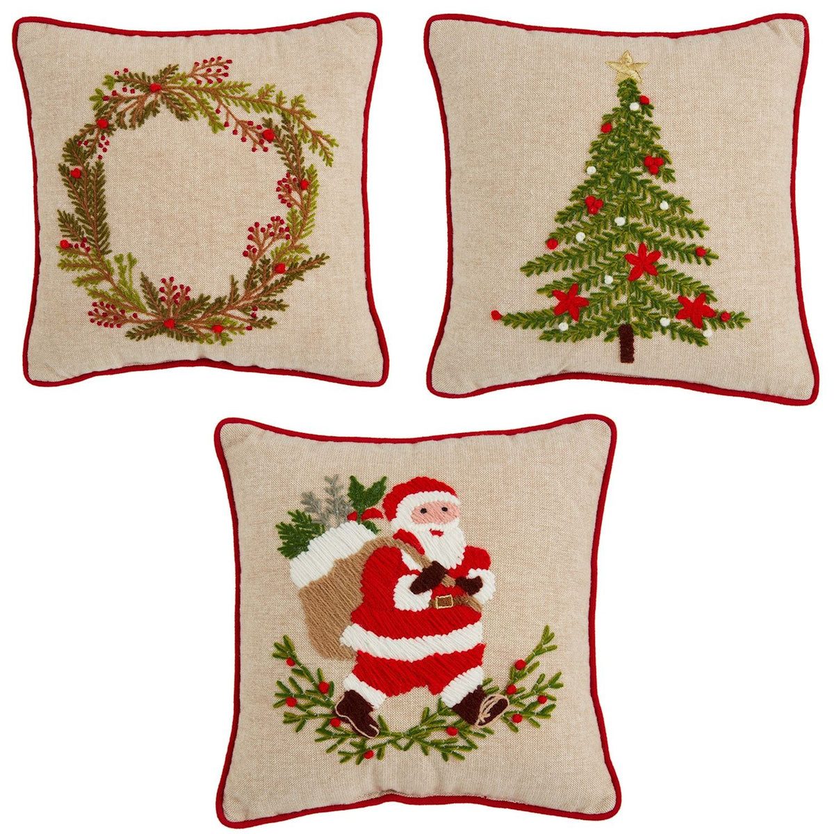 Mini Embroidered Christmas Pillows