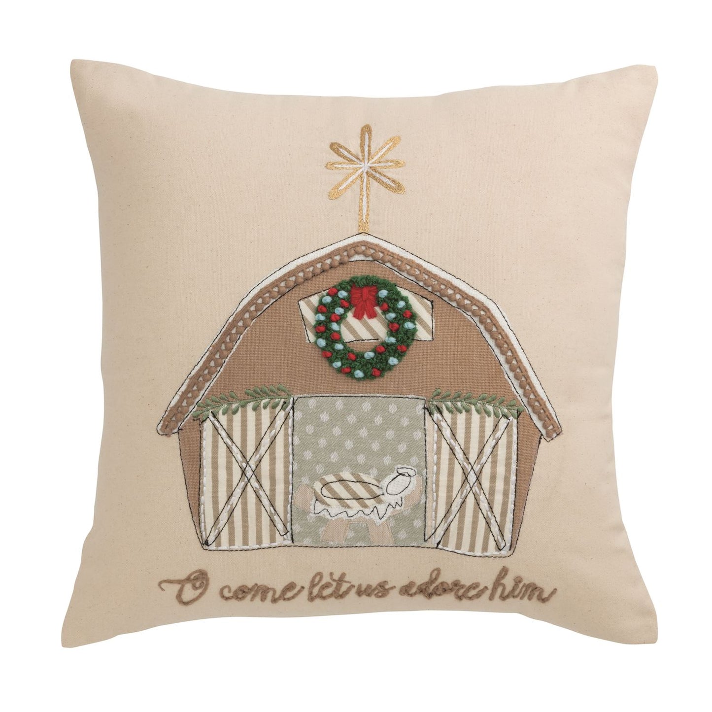 Nativity Barn Pillow