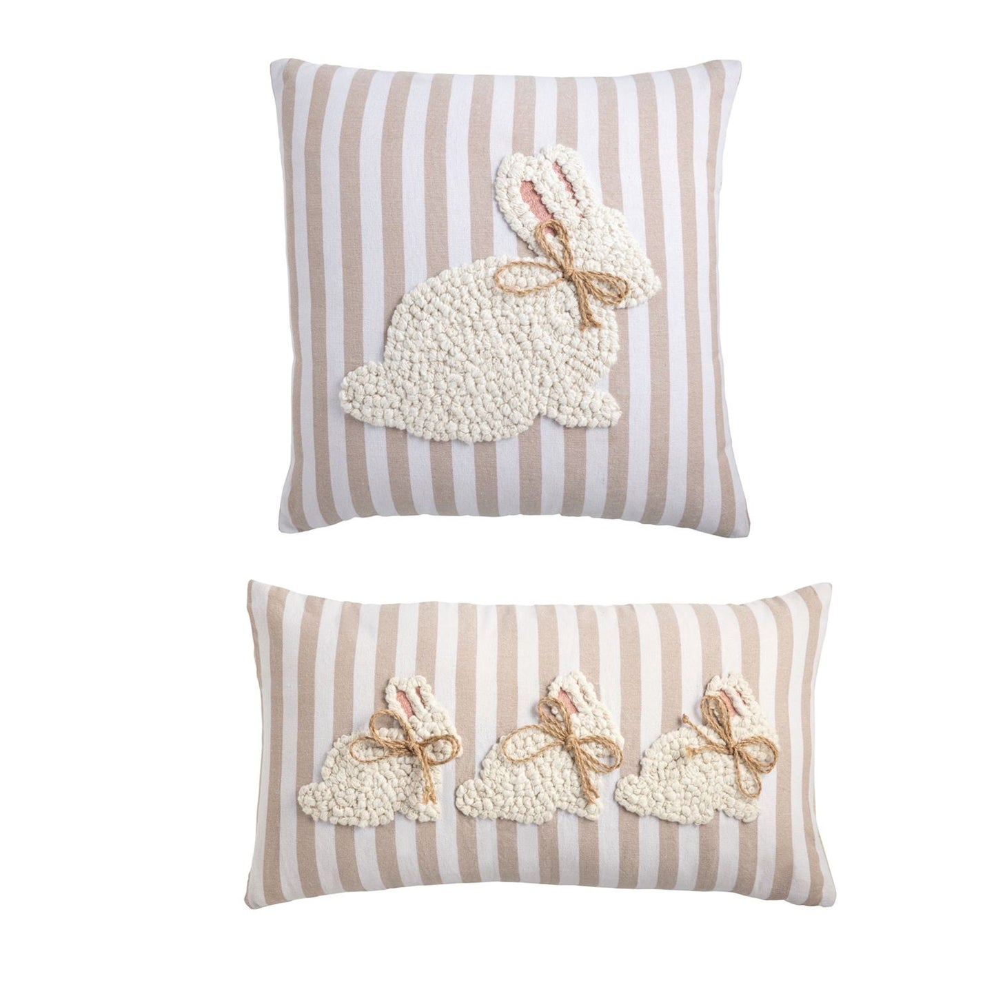 White Bunny Embroidered Pillows