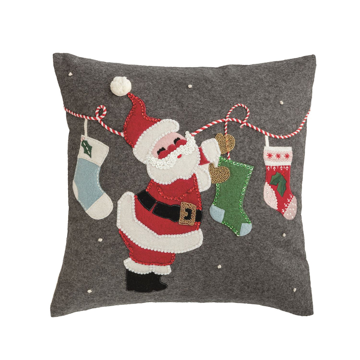 Santa Stocking Felted Pillow