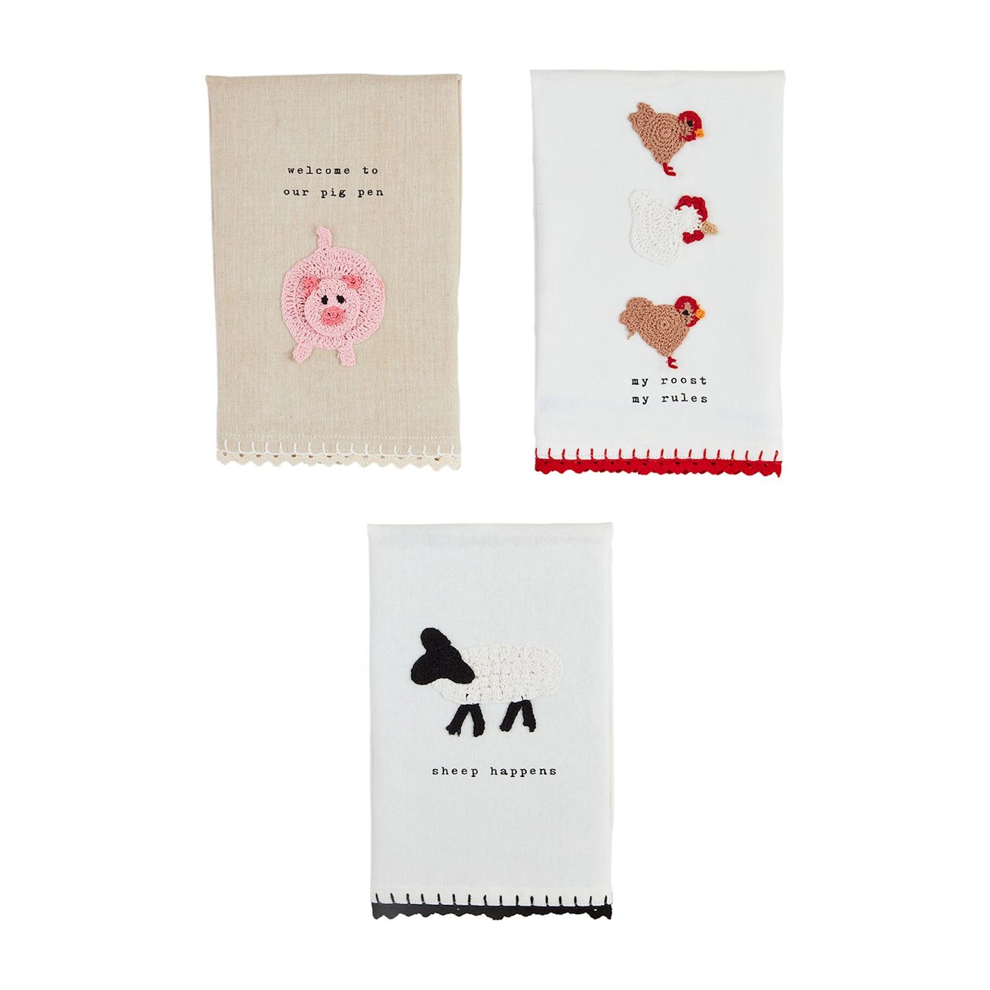 Farm Animal Crochet Towels
