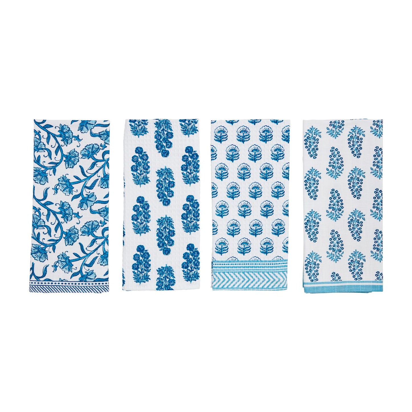 Blue Block Print Towels