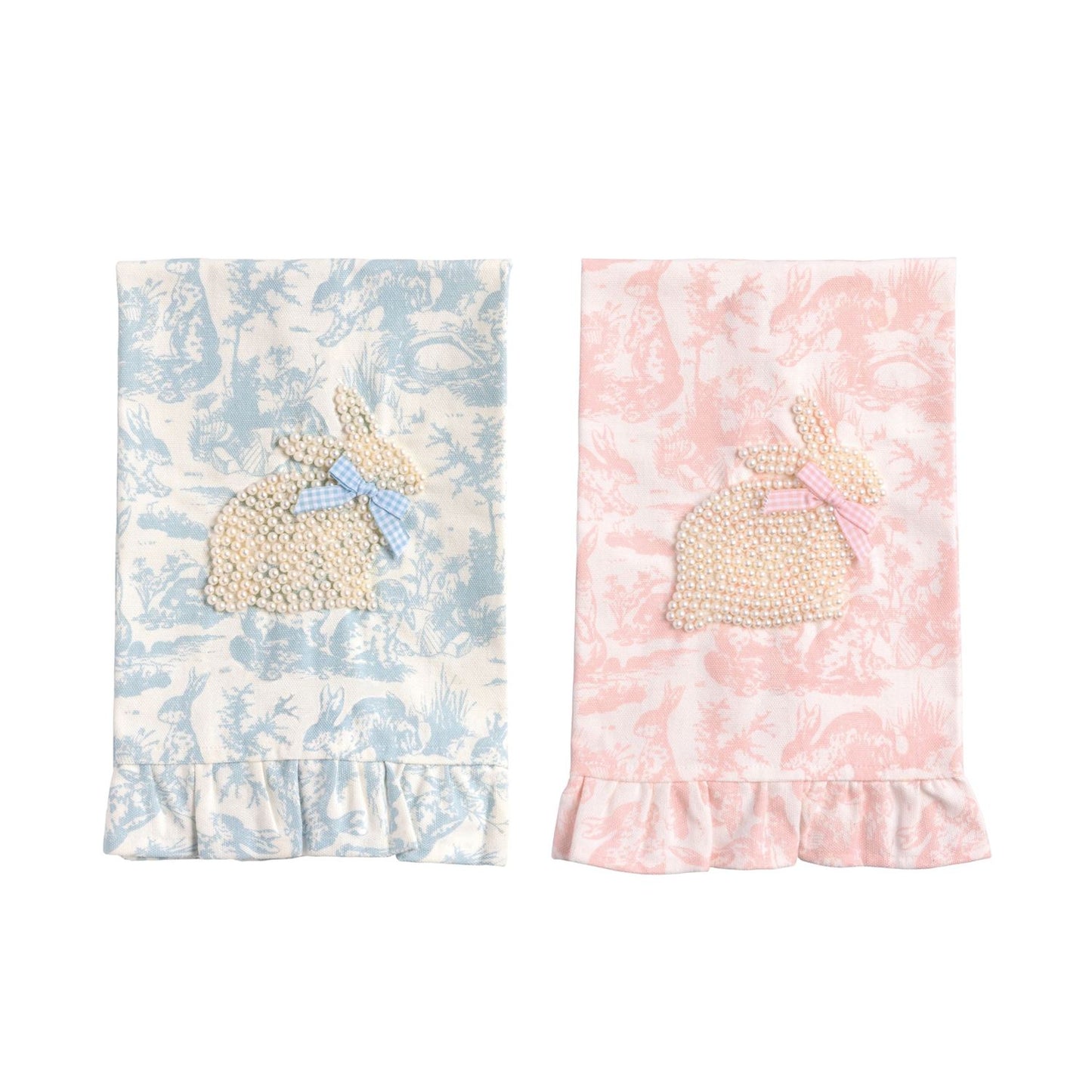 Toile Bunny Pearl Towels