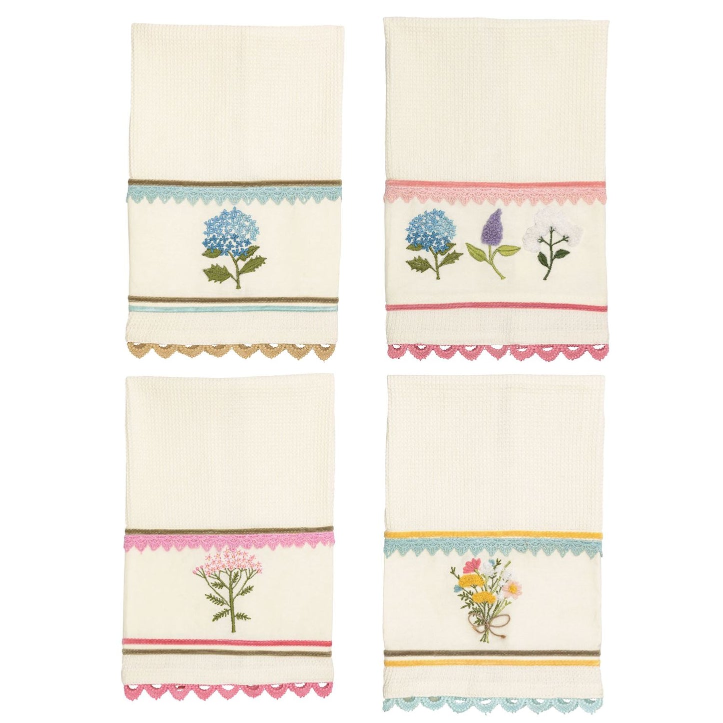 Floral Embroidered Waffle Towels