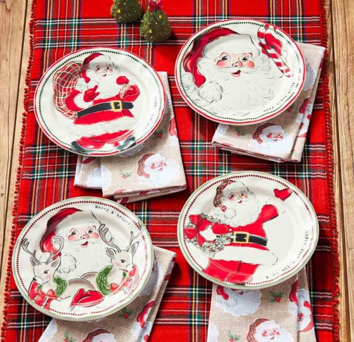 Vintage Santa Salad Plates Chic Artique
