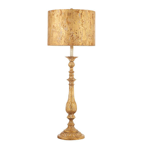 Distressed Gold Lamp with Metal Shade