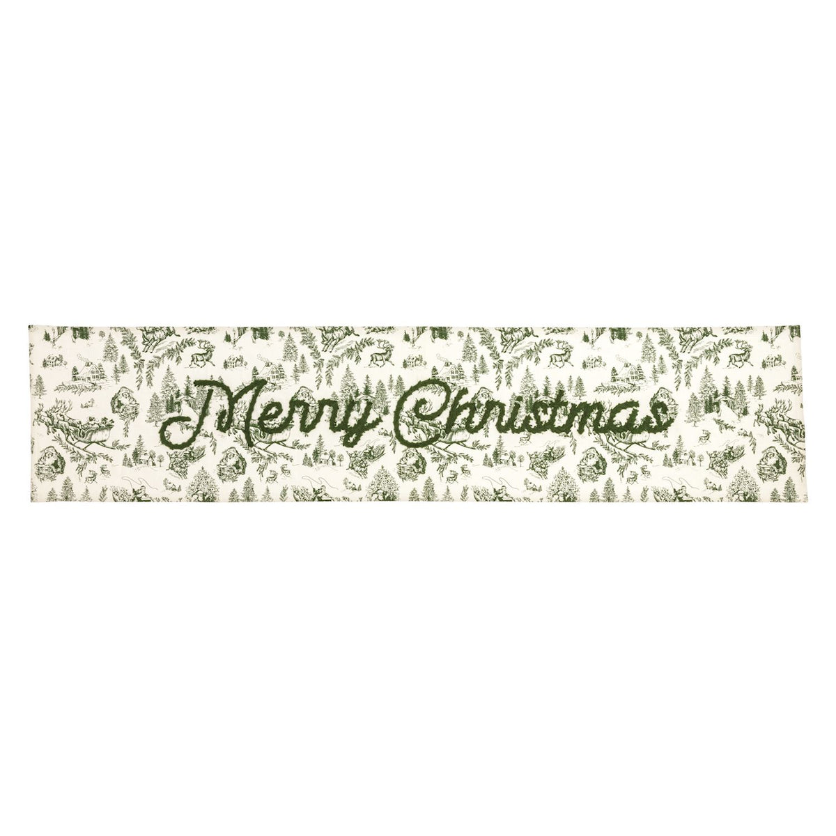 Green Toile Christmas Table Runner