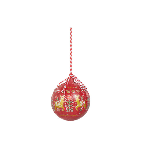 Round Folklore Reindeer Ornament