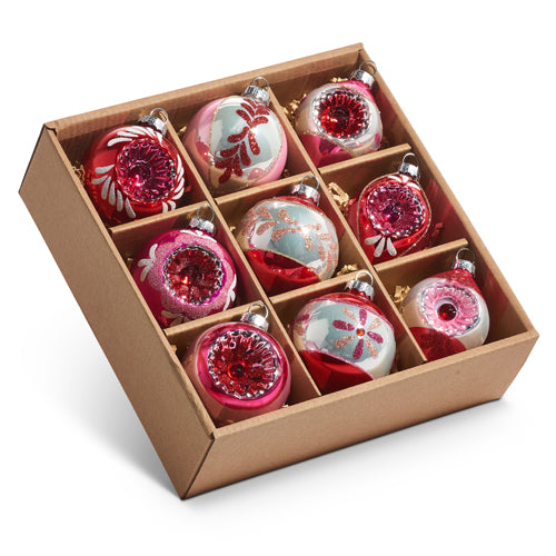 Box Of Pink Vintage Ornaments