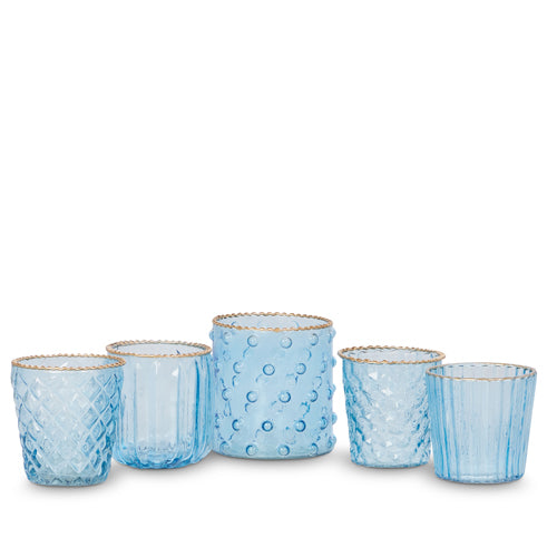 Gold Rimmed Blue Glass Votives