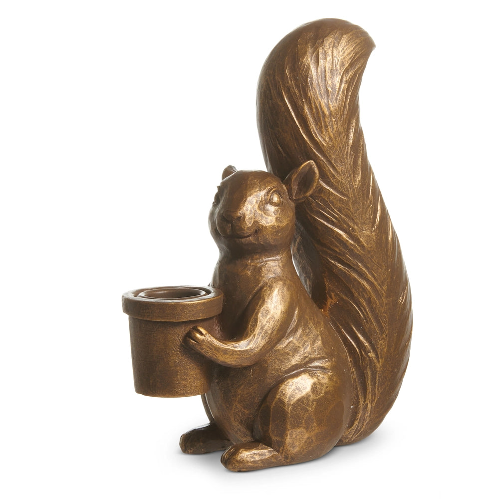 Antique Gold Squirrel Candlestick