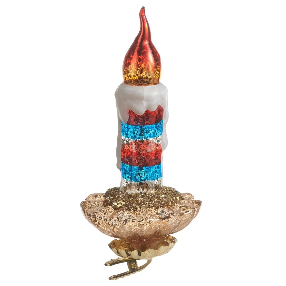Red & Blue Clip-On Candle Ornament
