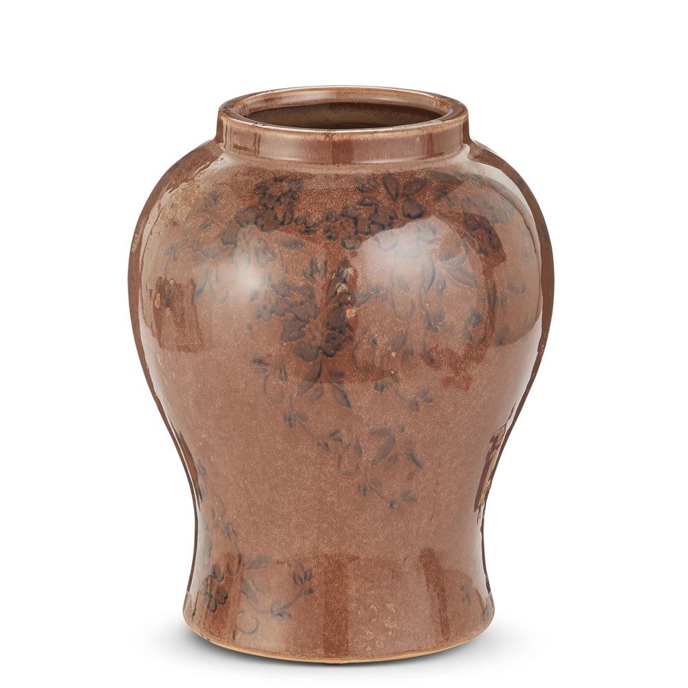 Brown Floral Vase 9.5"
