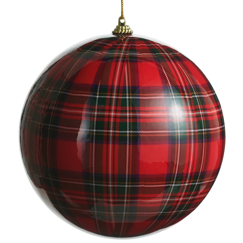 Red Plaid Ball Ornament