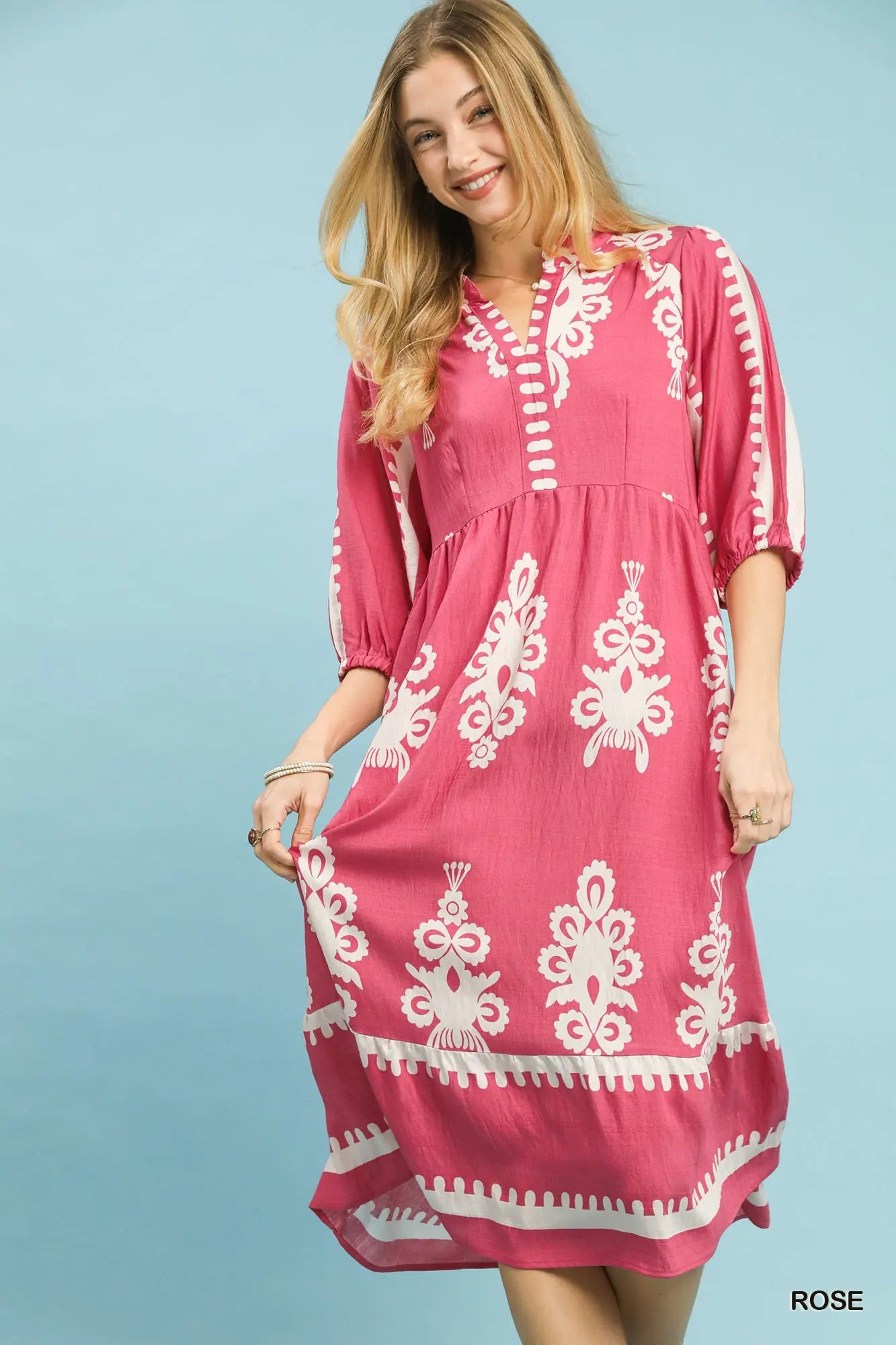 Desert Bloom Embroidered Midi Dress Large