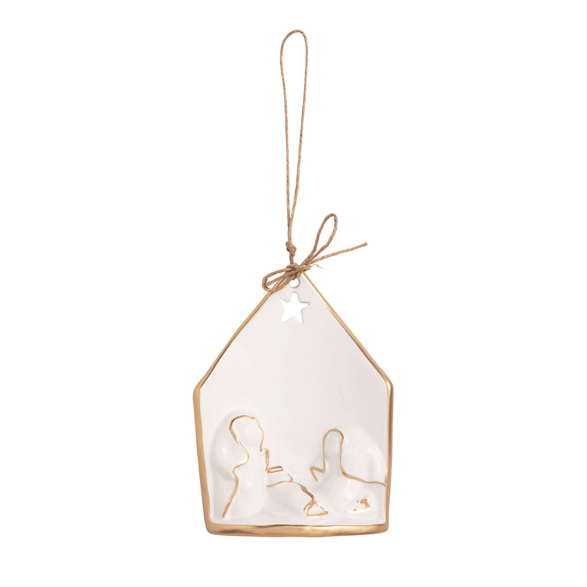 Gold Edge Nativity Ornament