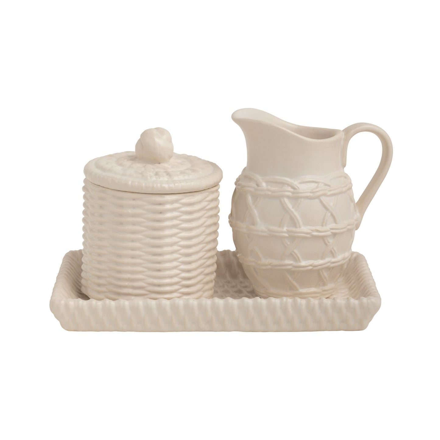 Ceramic Woven Cream & Sugar Set