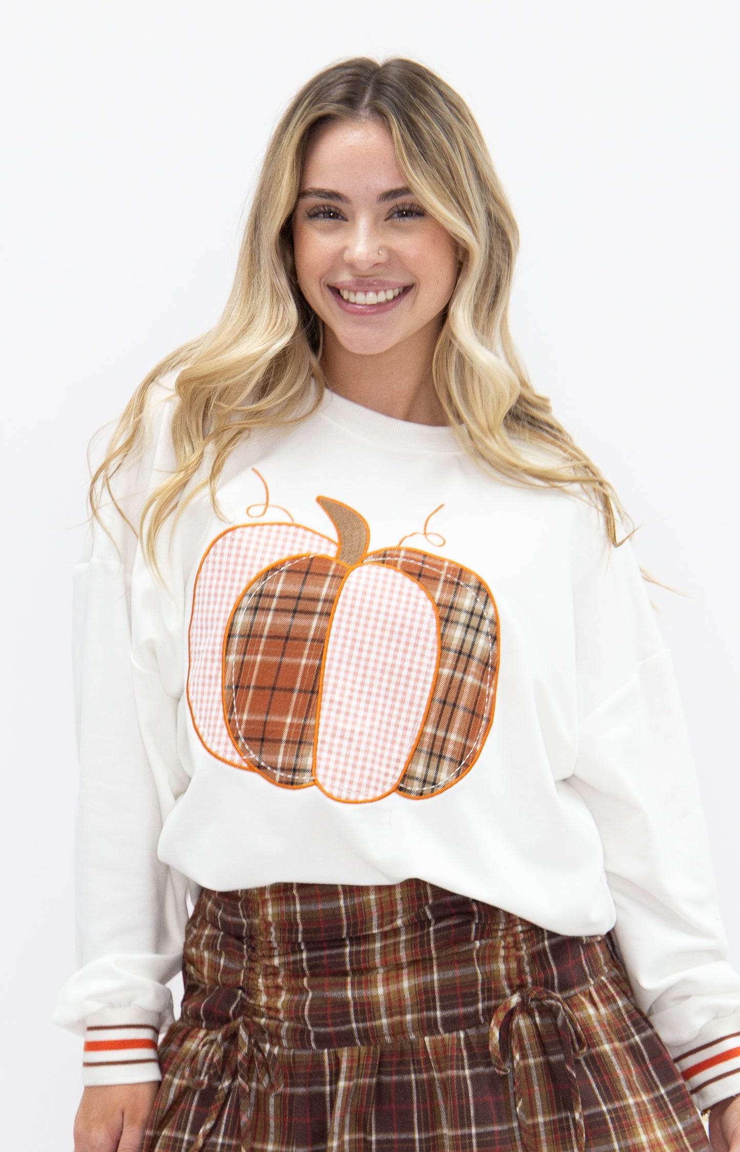 Pumpkin Long Sleeve Applique Top
