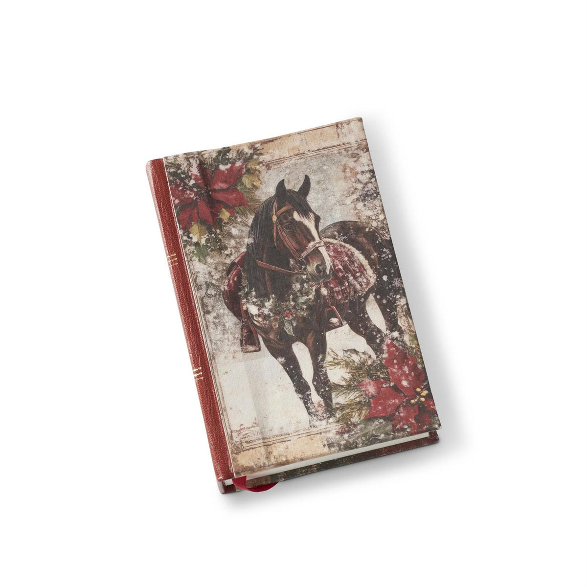 Gold Foil & Leather Spine Equestrian Christmas Journal 6x4