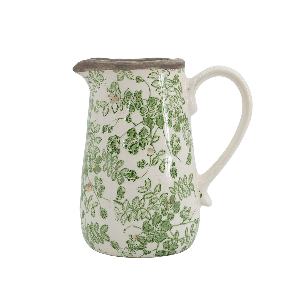 Green Floral Pitcher