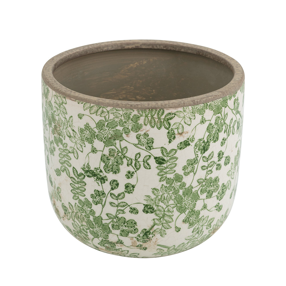 Green Floral Ceramic Planter