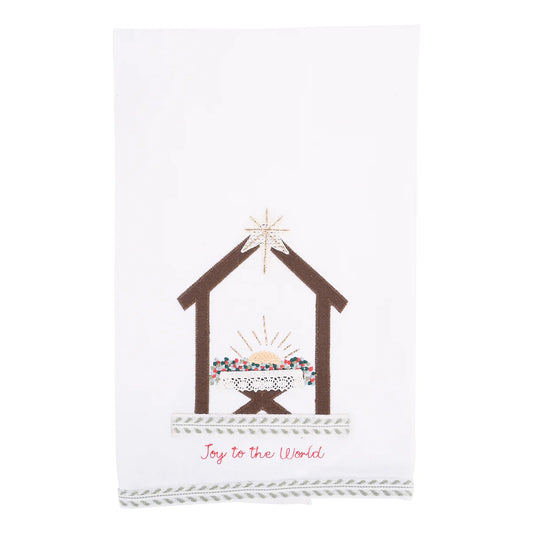 Joy To The World Nativity Tea Towel