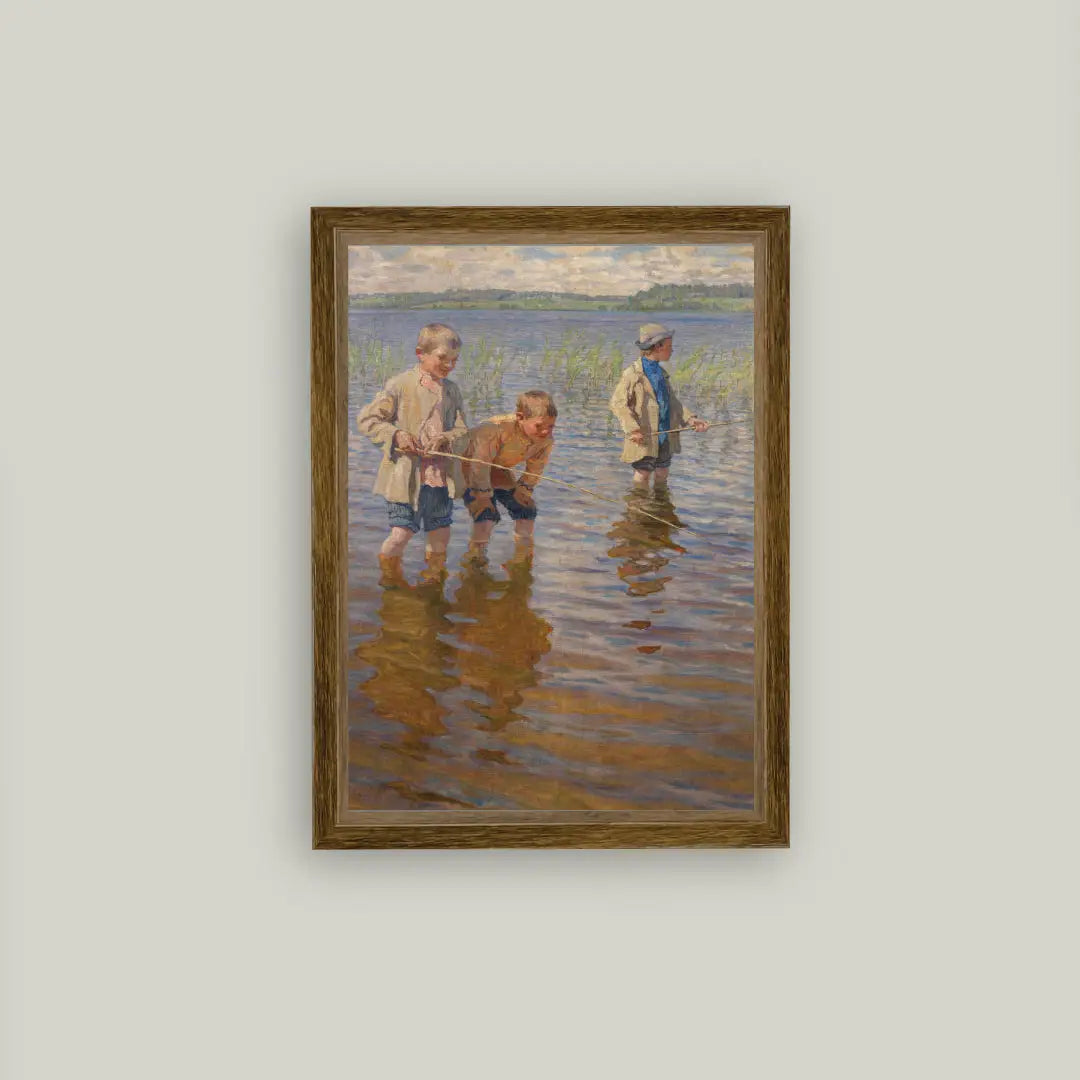 Mid-Day Fishing Framed Antique Art