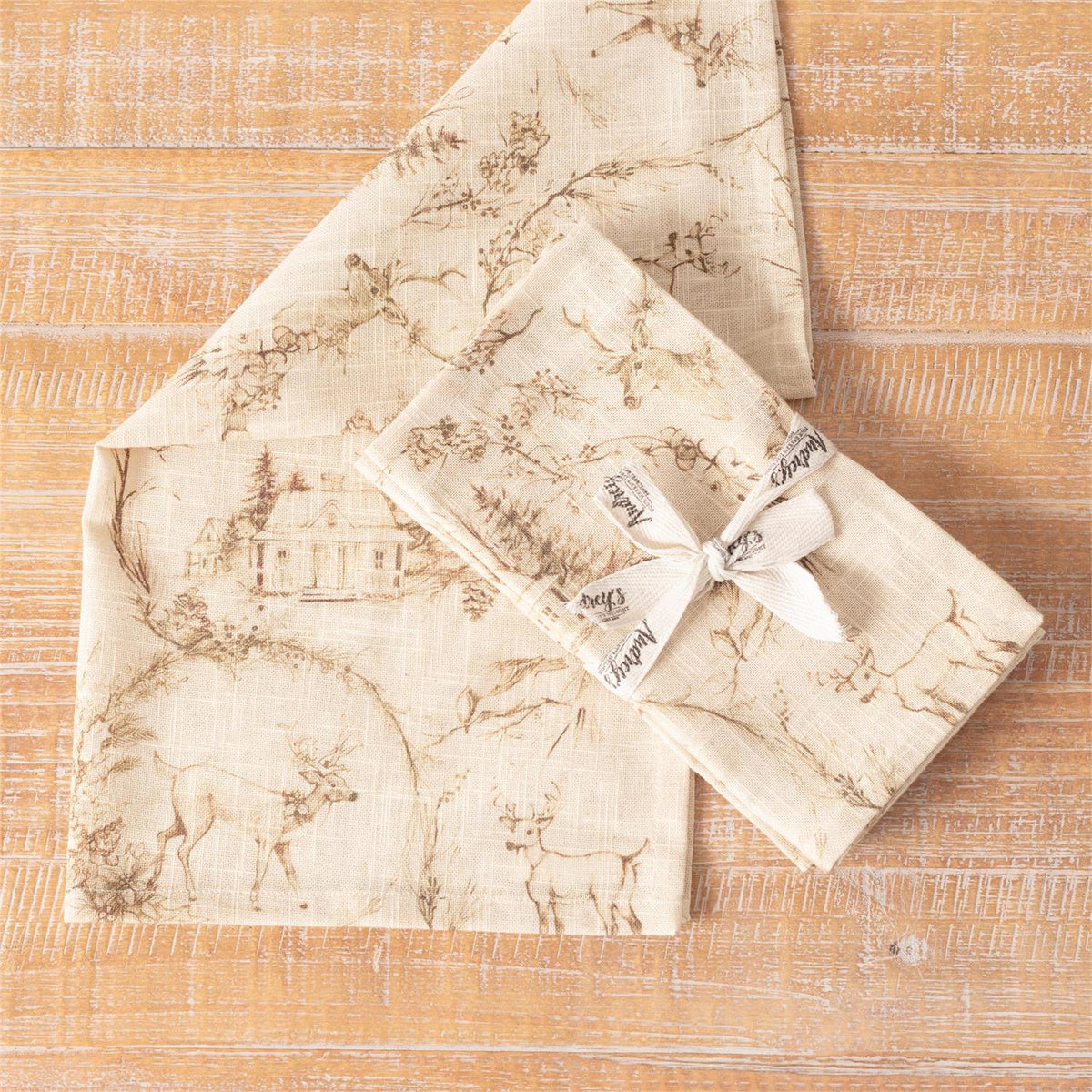 Sepia Deer Toile Napkins
