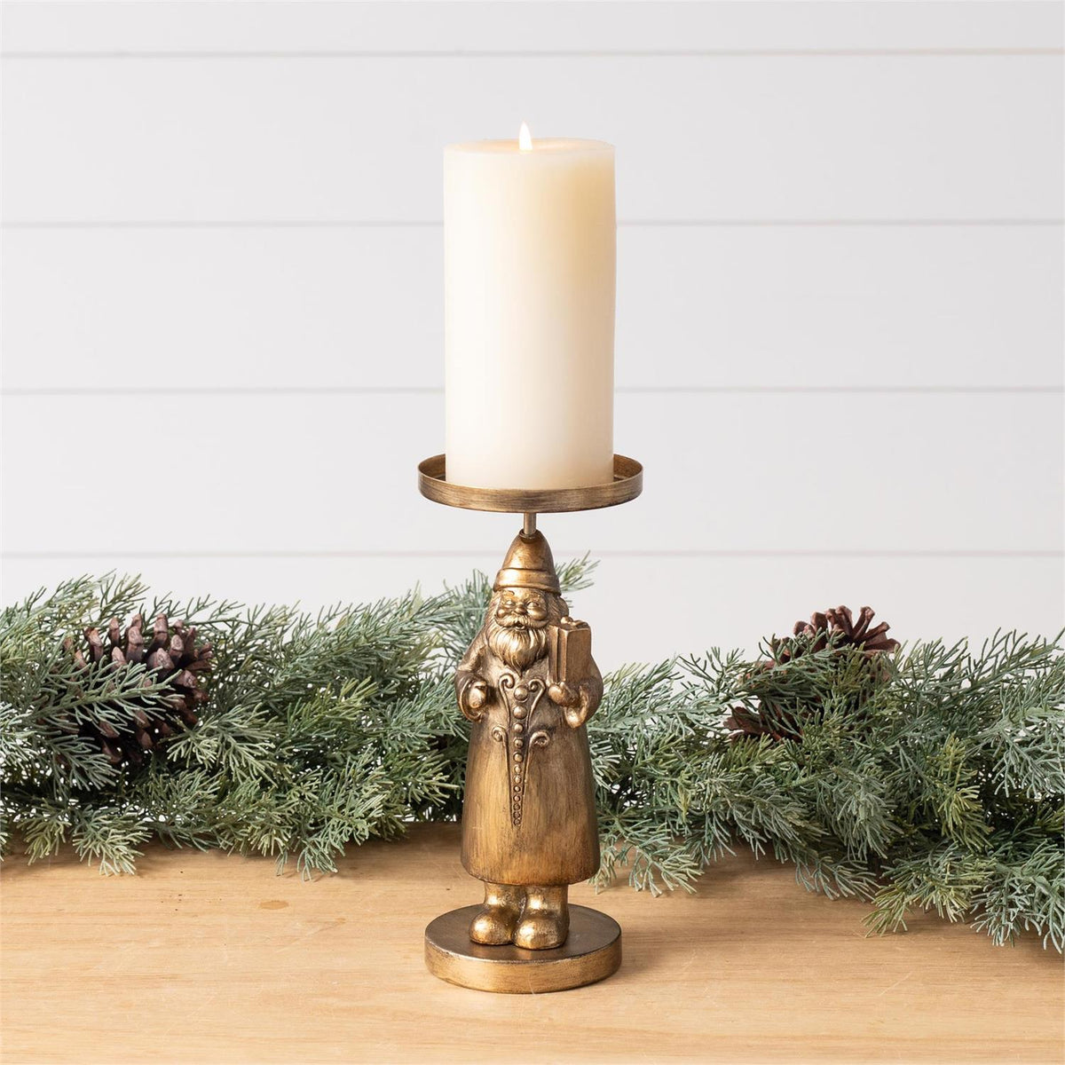 Gold Santa Candle Holder