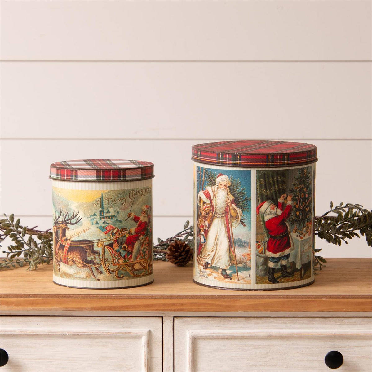 Vintage Santa Postcard Tins