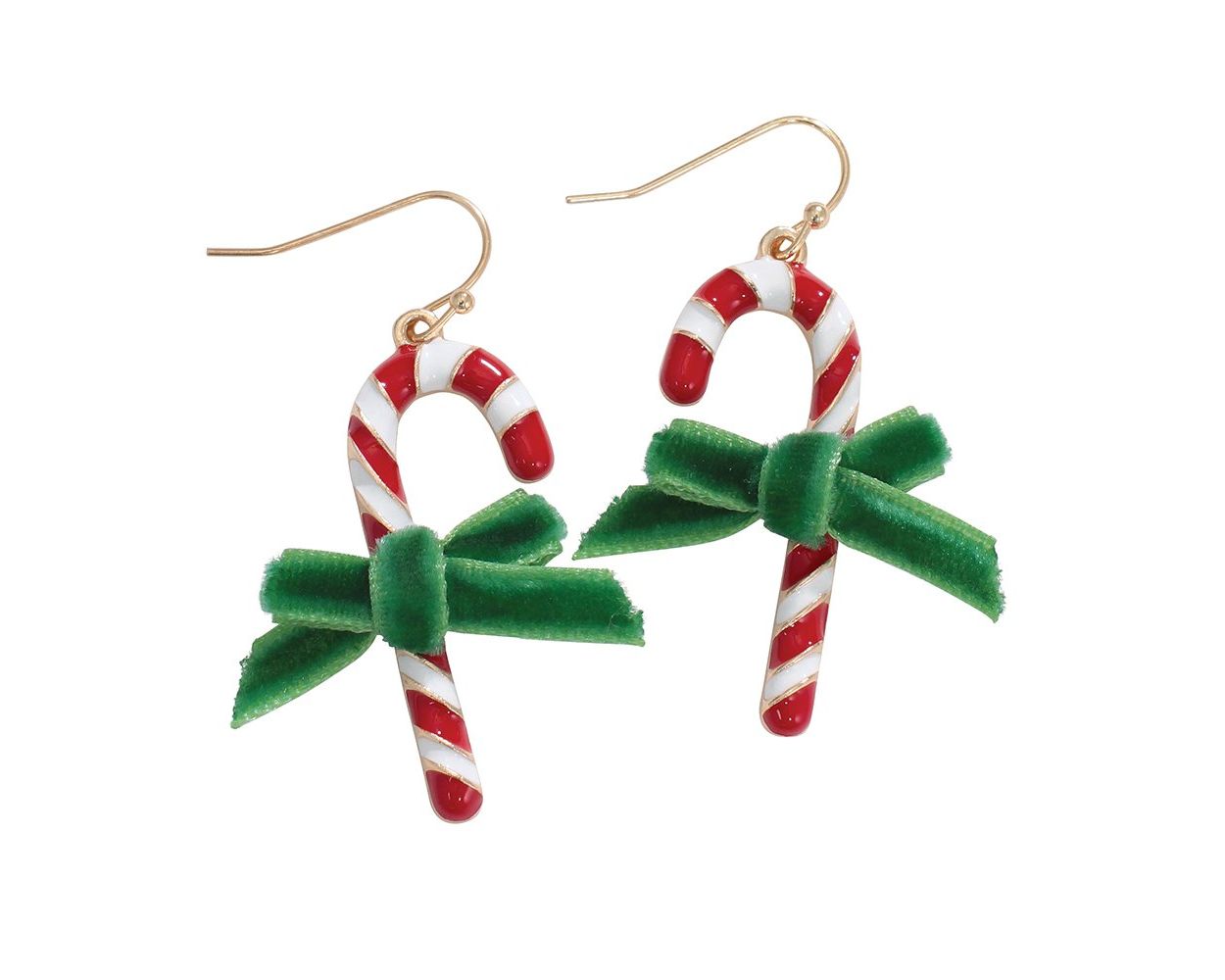 Candy Cane Velvet Bow Earrings