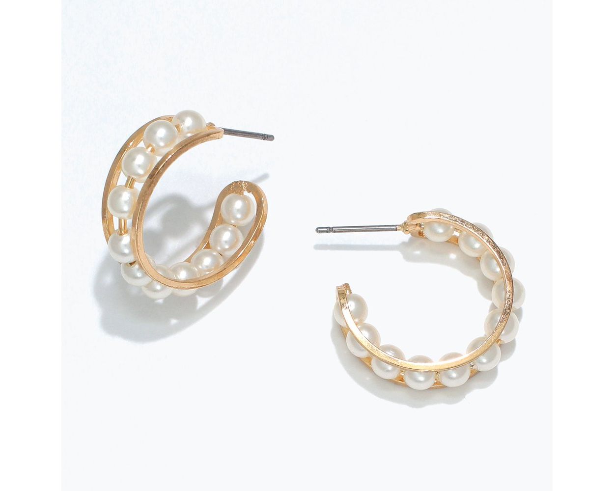 Gold Hoops with Pearls