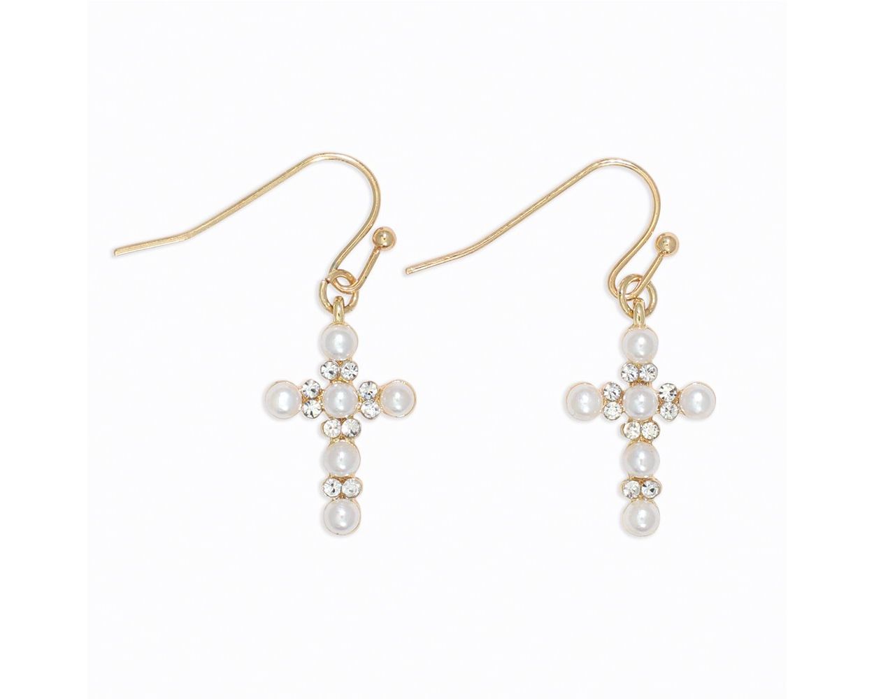 Pearl and Crystal Crosses Earrings