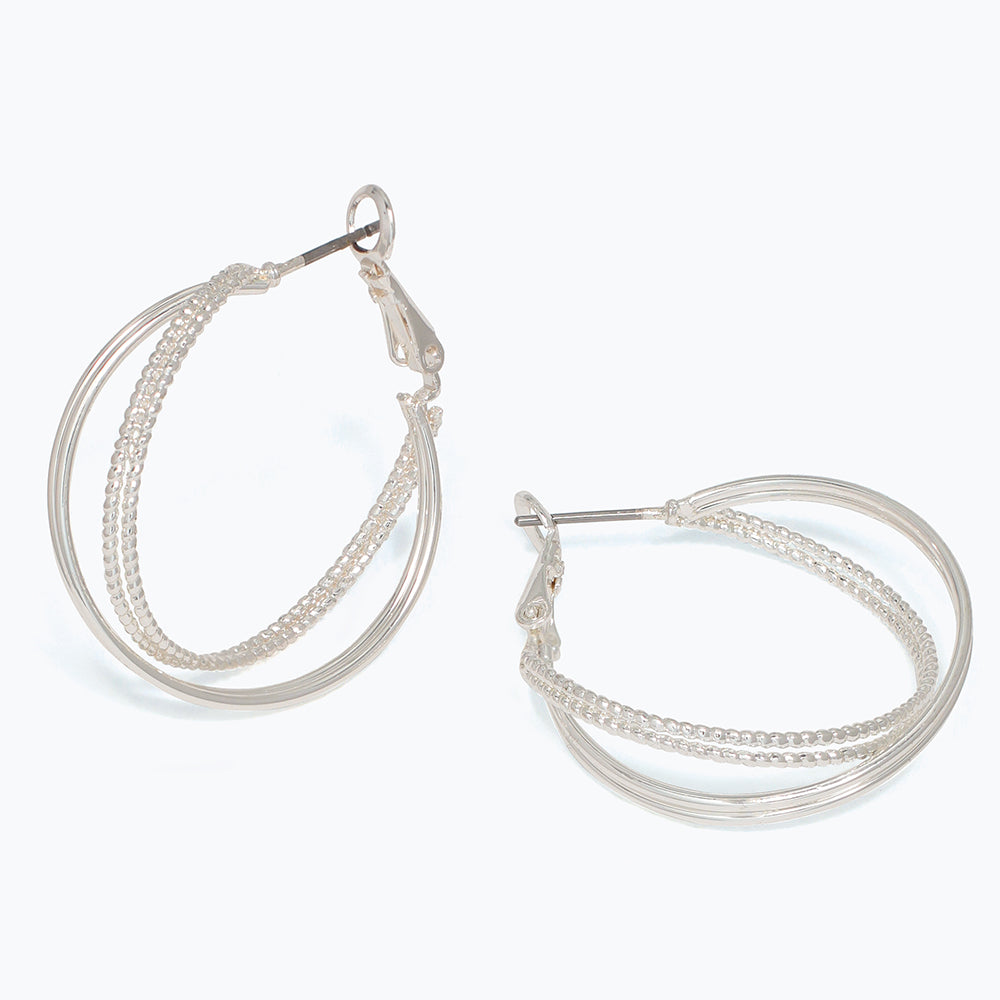 Silver Twisted Hoops