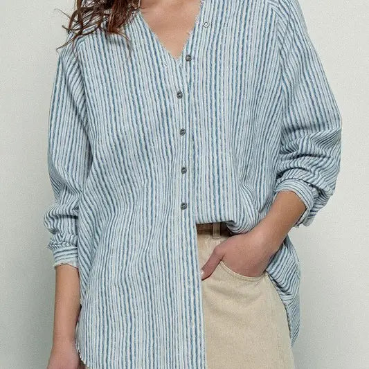 Coastal Trail Striped Linen Blouse