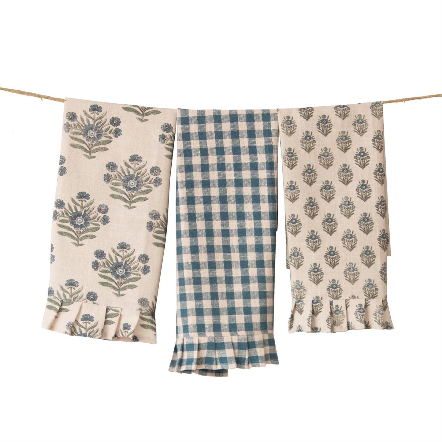 Blue Block Print Tea Towels