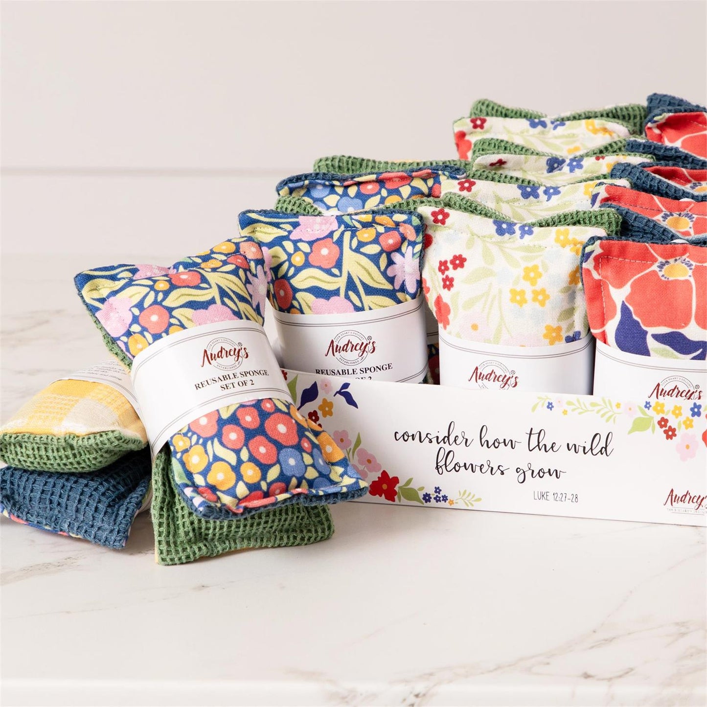 Floral Reusable Fabric Sponges