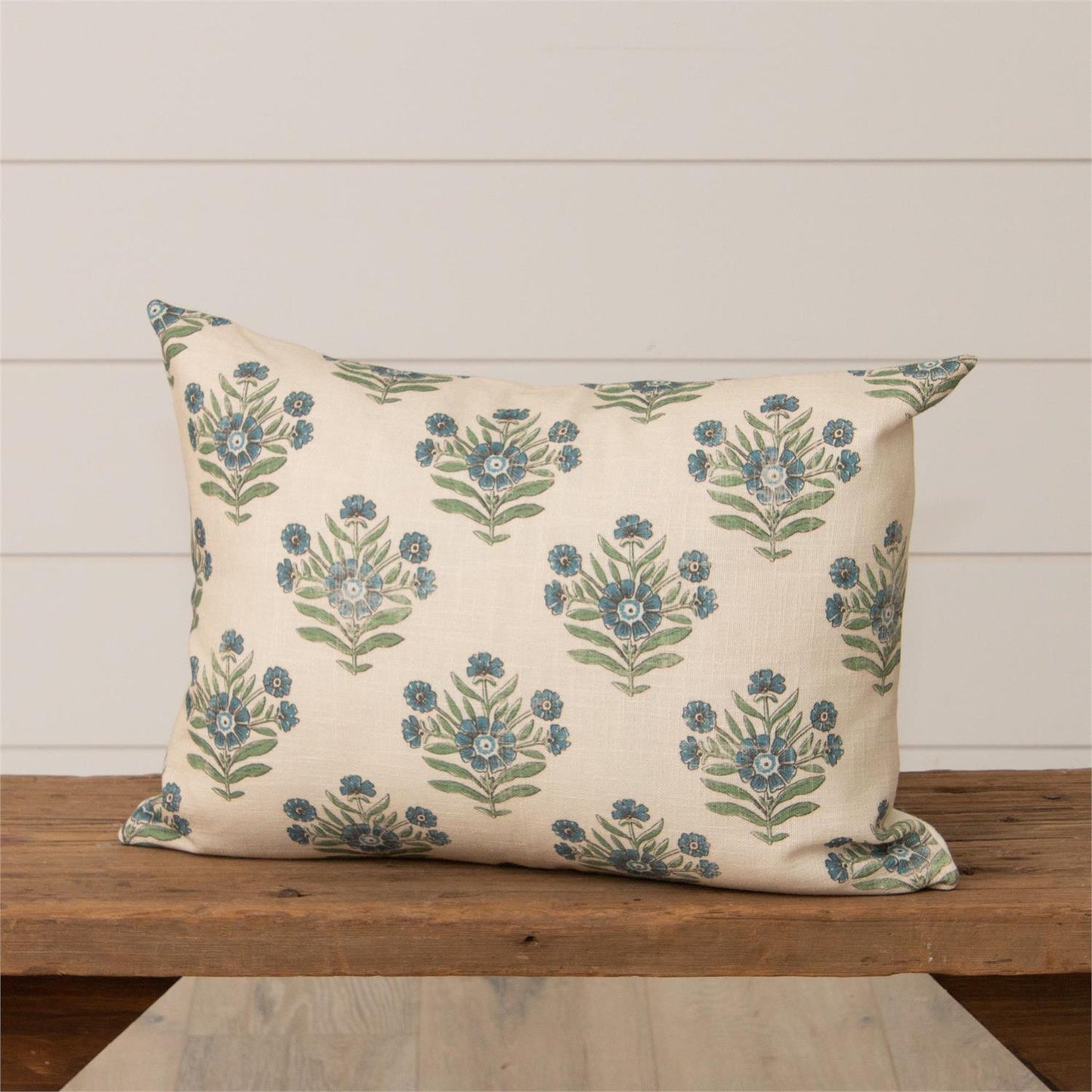Blue Block Print Lumbar Pillow