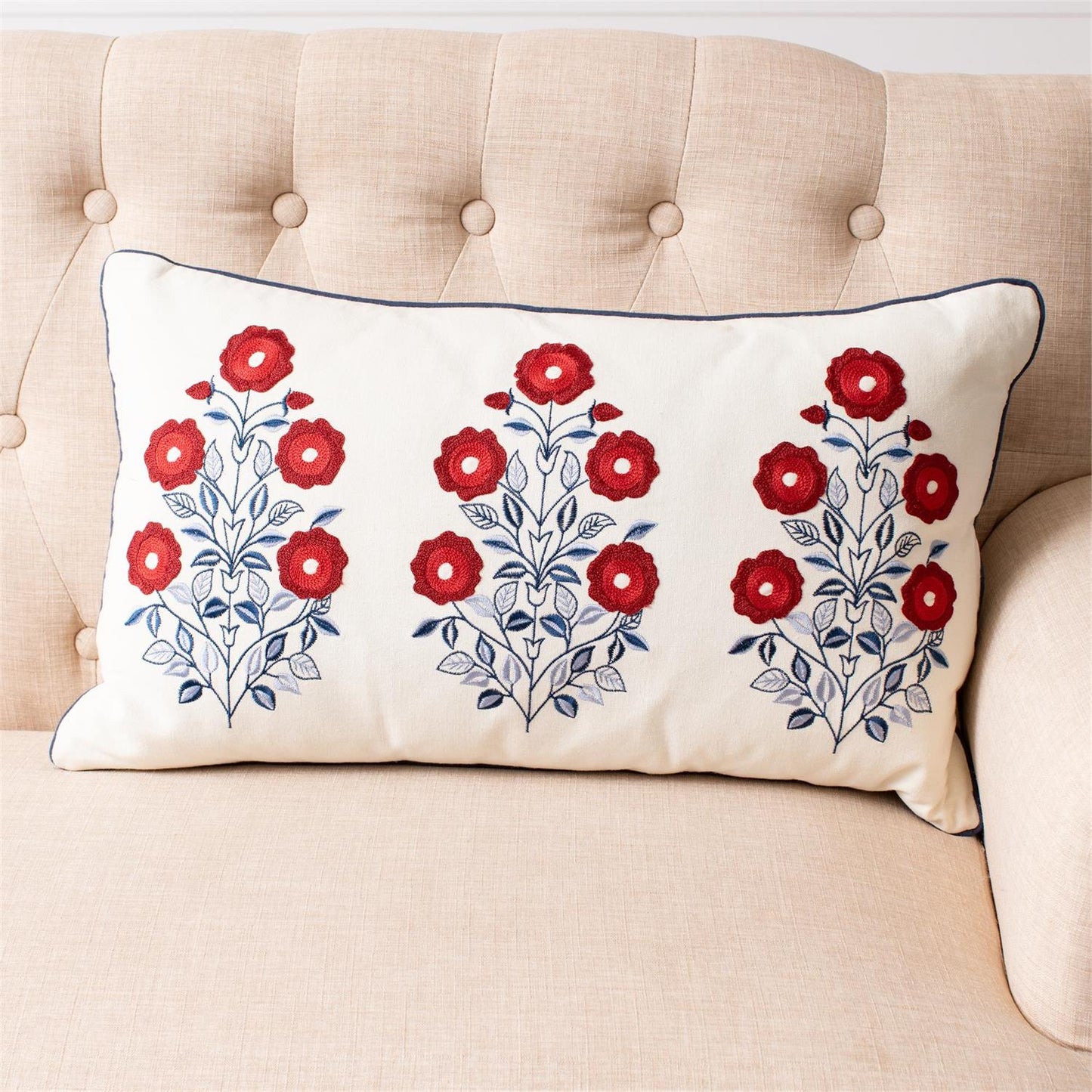 Red White & Blue Embroidered Pillow